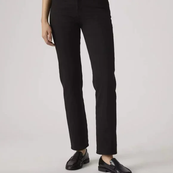 Levi's Wedgie Straight High Rise Denim Jeans Pants Black Sprout Size 27 - Picture 3 of 12